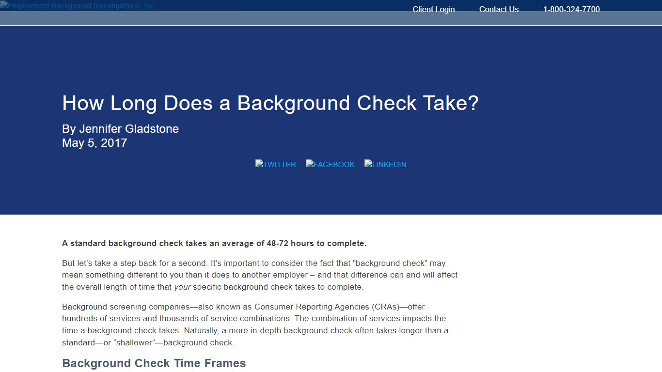 How Long Does a Background Check Take? - Employment Background ... - EBI