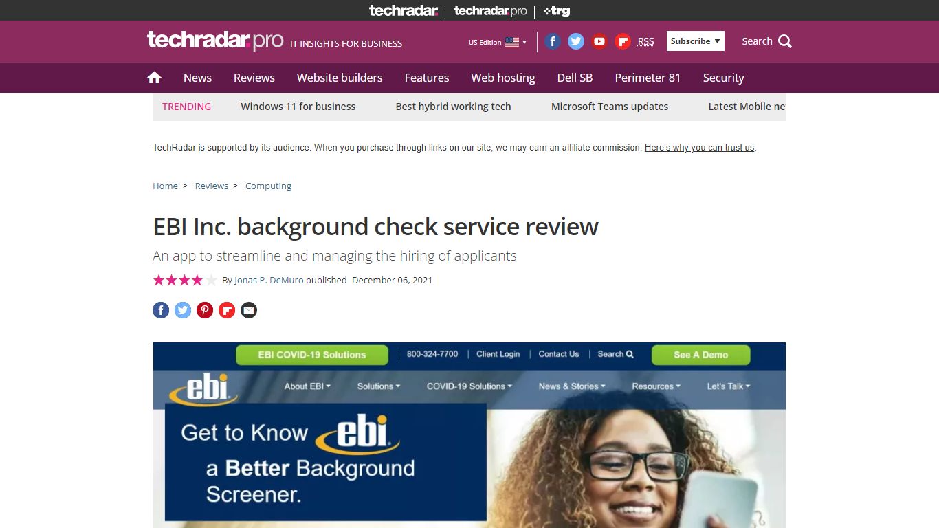 EBI Inc. background check service review | TechRadar