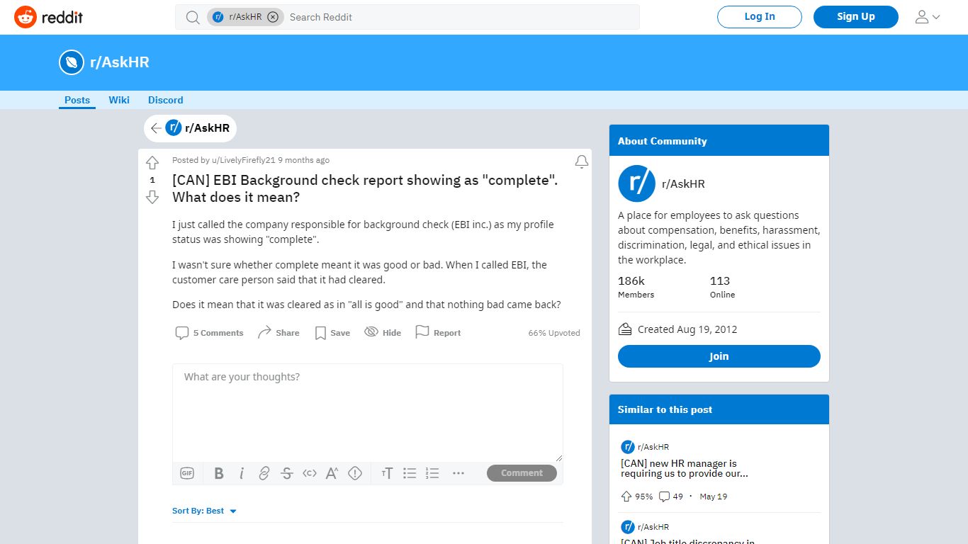 [CAN] EBI Background check report showing as "complete". What does it ...